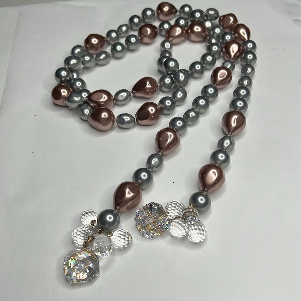 Sonia Boyajian Glazed Ceramic Drops Cultured Pearl Zirconia Long Lariat